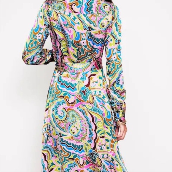 Boden Green Kate Satin Shirt Dress US Size 14R - Picture 2 of 14